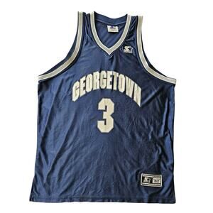 Vintage Starter Georgetown Hoyas #3 Jersey Blue Size 52 XL Made in Korea